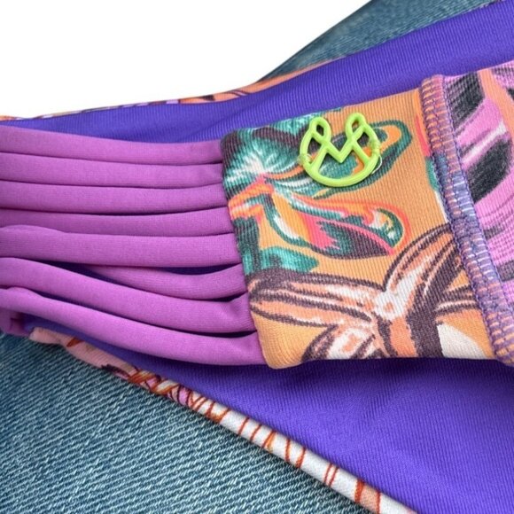 NWT MAAJI Lady Violet Reversible Bikini Bottoms Sz L Tropical Leaf Print Purple - Picture 6 of 9